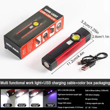 KJB Polnilna ročna LED svetilka z magnetom in kavljem, WK01