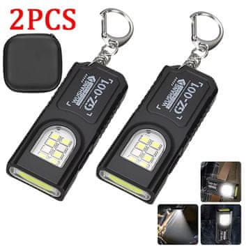 KJB Polnilna ročna LED/COB svetilka USB-C, 2 kosa s torbico