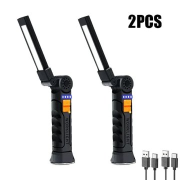 KJB Zložljiva polnilna ročna LED/COB svetilka z magnetom, majhna, 2 kosa