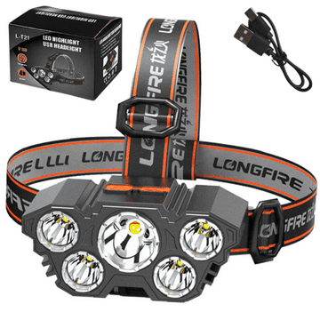slomart LEAN LED naglavna svetilka, 5 LED, senzor gibanja, 4 načini svetenja