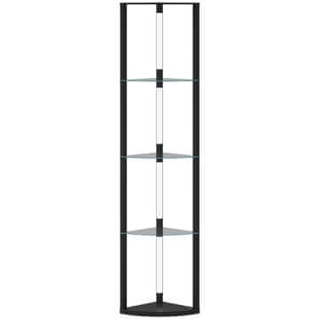 Homestar Stojalna svetilka s steklenimi policami 41,5x29,5x162 cm črna