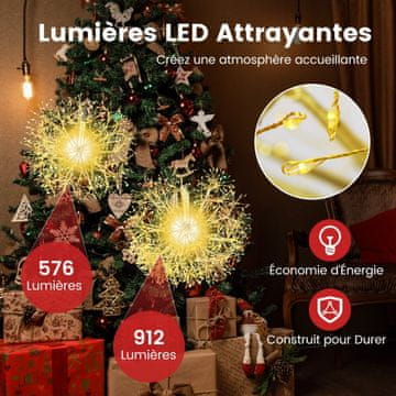 Costway 2 kosa visečih luči regrat 54 cm in 44 cm z 1488 toplo belimi LED diodami