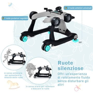 Costway 4 v 1 otroški hojca zložljiva siva