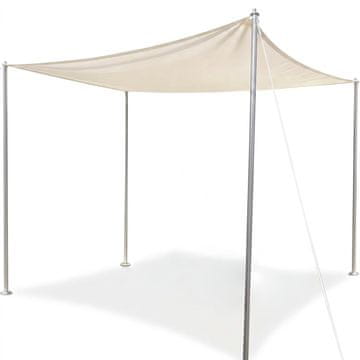 Kvadratno senčno jadro 2,5 x 2,5 m dihajoča tenda iz HDPE 185 g/m² z anti-UV zaščito, D-obroči iz nerjavnega jekla 304 in okrepljenimi robovi za vrt, teraso, balkon ali kampiranje bela