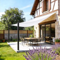 Kvadratno senčno jadro 2,5 x 2,5 m dihajoča tenda iz HDPE 185 g/m² z anti-UV zaščito, D-obroči iz nerjavnega jekla 304 in okrepljenimi robovi za vrt, teraso, balkon ali kampiranje bela