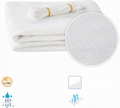 Kvadratno senčno jadro 2,5 x 2,5 m dihajoča tenda iz HDPE 185 g/m² z anti-UV zaščito, D-obroči iz nerjavnega jekla 304 in okrepljenimi robovi za vrt, teraso, balkon ali kampiranje bela