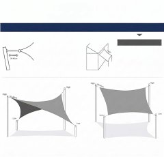 Kvadratno senčno jadro 2,5 x 2,5 m dihajoča tenda iz HDPE 185 g/m² z anti-UV zaščito, D-obroči iz nerjavnega jekla 304 in okrepljenimi robovi za vrt, teraso, balkon ali kampiranje bela