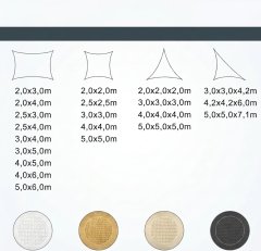 Kvadratno senčno jadro 2,5 x 2,5 m dihajoča tenda iz HDPE 185 g/m² z anti-UV zaščito, D-obroči iz nerjavnega jekla 304 in okrepljenimi robovi za vrt, teraso, balkon ali kampiranje bela