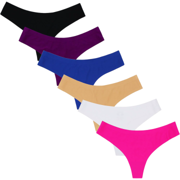 Ženske brezšivne hlačke bikini hipster komplet 6 kosov, barvne, velikost L, nizek pas, nevidne pod oblačili, valovit dekorativni rob, lahka elastična tkanina, hitro sušeče, prezračevalne