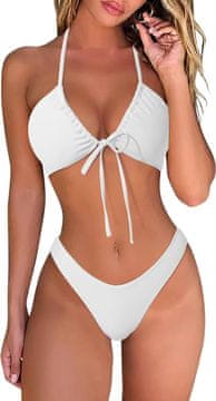 Ženski komplet bikini Brazilian Bela L seksi kopalke dvodelni brazilski bikini s trikotnimi skodelicami z odstranljivimi utrjevalnimi skodelicami in vezalkami hitrosušeč velikosti S M L XL