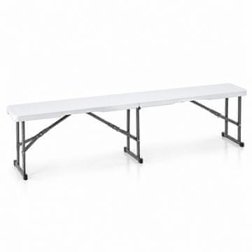 Aga Vrtna zložljiva klop 180x28x43,5 cm Bela