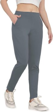 Elegantne ženske hlače Slim Fit elastične sive velikost S iz hitrosušeče mešanice z elastanom, dihajoče, neprosojne, udobne za pisarno in prosti čas, elastičen pas, 2 žepa, pranje do 30°C