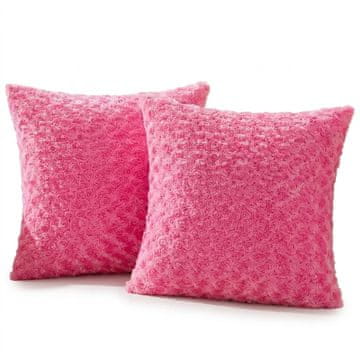 Komplet 2 kom prevlek za okrasne blazine iz mehkega pliša roza 45 x 45 cm dvostranski umetni plüš s skrito zadrgo za dnevno sobo spalnico in gostinsko sobo pralni stroj nežni cikel