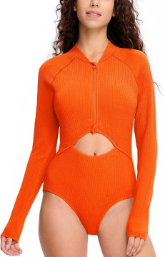 Ženska kopalka rashguard z dolgimi rokavi, UPF 50+ UV zaščita, hitro sušeča dihajoča tkanina, odstranljivi vložki za prsi, zadrga spredaj, za plavanje surfanje šnorklanje vodne športe, velikost XL