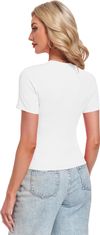 Ženska majica T-Shirt Basic Slim Fit kratek rokav okrogel izrez bela XS iz viskoze 95% in elastana 5% mehka elastična dihljiva za vsakdan pisarno in poletje kot osnovna plast