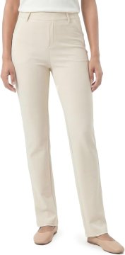 Ženske hlače jeggings Slim Fit Tall za visoke ženske bež, 75% nylon 25% elastan, elastične dihajoče mehke za kožo, vitek kroj Slim Fit, 2 stranska in 2 zadnja žepa, za pisarno, vsakdan, potovanja