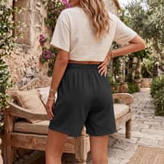Ženske bermuda kratke hlače z visokim pasom poletne udobne elastične s 2 žepoma 4-way stretch hitrosušeče dihljive odporne proti gubanju 95 % poliester 5 % elastan črne XL