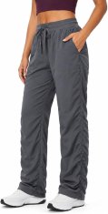 Ženske športne hlače za jogging dolge hitro sušeče temno sive XL, 90% najlon 10% elastan, nastavljiv pas z vrvico, nastavljiv spodnji del hlačnice, 2 žepa, za višine od 177 cm, pomlad poletje
