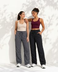 Ženske športne hlače za jogging dolge hitro sušeče temno sive XL, 90% najlon 10% elastan, nastavljiv pas z vrvico, nastavljiv spodnji del hlačnice, 2 žepa, za višine od 177 cm, pomlad poletje