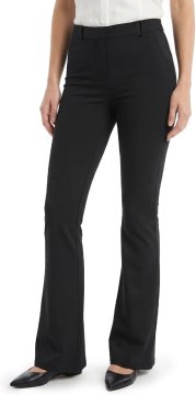 Ženske elegantne hlače bootcut z razširjenimi hlačnicami, elastične, črne – slim fit, 75% najlon, 25% elastan, 4 žepi, za pisarno, poslovni casual, potovanja, za vsak dan, lahke in zračne