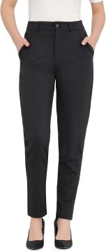 Ženske črne skinny hlače z visokim pasom za pisarno in vsak dan, elegantne poslovne, elastične, 87 % poliester 13 % elastan, odporne proti gubam, hitro sušeče, 4 žepi, pralni stroj, velikost S