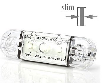 Sprednja pozicijska svetilka W97.1 LED 12/24V bela univerzalna vodoodporna IP 66/68 s kablom