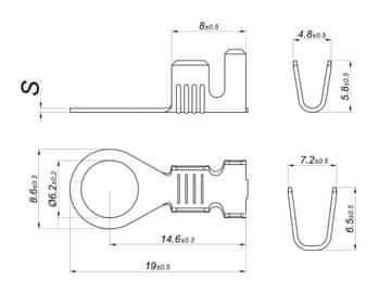 Mo M6 ušesce 6,2x8,6 2,5-6,0 0,5 L19,0/L14,6