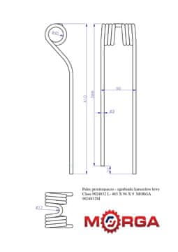 Levi rotacijski grabljalnik Claas 9024832 fi 9,5 mm L-385 mm 4-tuljavni prašno barvan