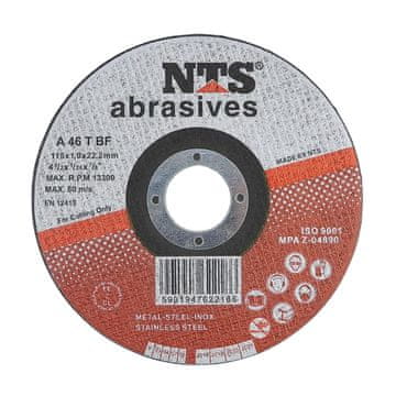 Rezalni disk Metal-Inox NTS 115 x 1,0 x 22 mm za kovino in nerjaveče jeklo