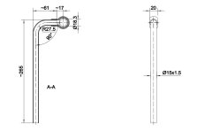 Ukrivljena cev 90 stopinj FI-15 z 18 mm ušesom, dolžina 300 mm HYDRAL