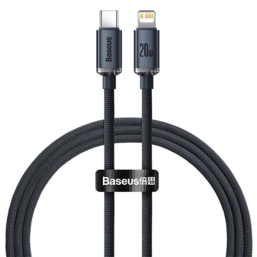 BASEUS CRYSTAL SHINE KABEL ZA IPHONE IZ USB-C V LIGHTNING 2.4A 1.2M ČRNEGA RAZMERJA CAJY000201