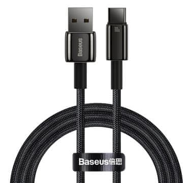 BASEUS Volframov zlati USB-USB-C kabel 100W 1M HITER MOČAN PLETENI CAWJ000001