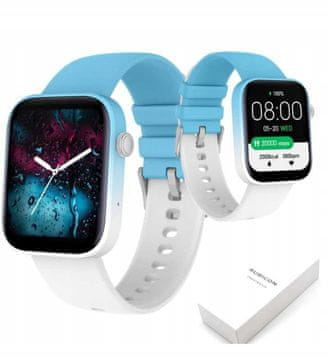 Rubicon Pametna ura RNCE97 modro-bela Bluetooth klicanje pogovor mikrofon