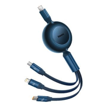 BASEUS Bright Mirror 2 zložljivi 3-v-1 kabel SB Type-C - Micro USB + Lightning + USB Type-C 3,5A 1,1 m moder CAMJ010203