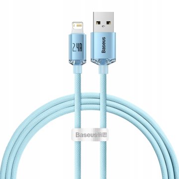 BASEUS Crystal Shine kabel z USB za iPhone Lightning 2.4A 1.2m nebesno moder CAJY001103