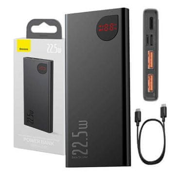 BASEUS Adaman kovinska prenosna baterija 22,5 W 10000 mAh 2 x USB 1 x USB C 1 x Micro 1 x Lightning PPAD000001