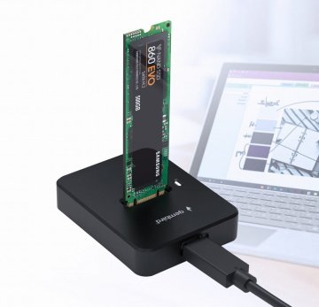 Gembird Priklopna postaja M.2 SATA in NVME SSD, črna
