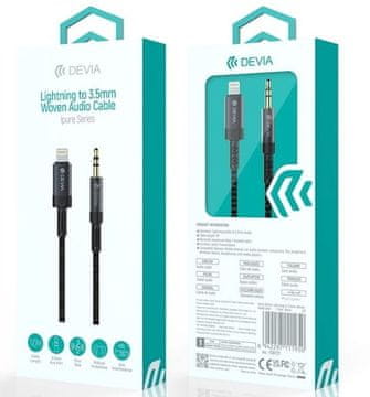 Devia Ipure EC619 iPhone avdio kabel Lightning na 3,5 mm Jack 1,0 m črne barve
