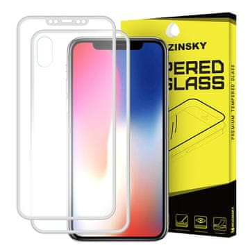 WOZINSKY kaljeno steklo za sprednjo in zadnjo stran z aluminijastim okvirjem za iPhone XS / X, srebrno