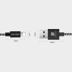Dux Ducis K-ONE najlonski kabel Lightning 3 m črne barve
