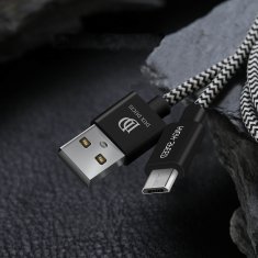 Dux Ducis K-ONE najlonski mikro kabel 2.1A 3m črne barve