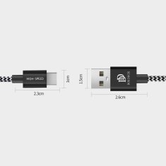 Dux Ducis K-ONE najlonski USB-C kabel 3 m črne barve