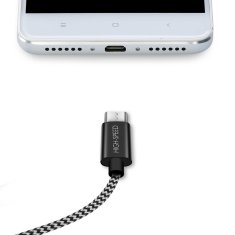 Dux Ducis K-ONE najlonski mikro kabel 2.1A 3m črne barve
