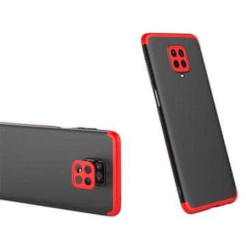 360 Ovitek GKK 360 3v1 za Redmi Note 9 črne in rdeče barve