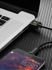 Dux Ducis PREMIUM K-MAX USB-C QC3.0 5A kabel 1m črne usnjene pletenice