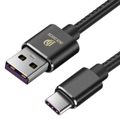 Dux Ducis PREMIUM K-MAX USB-C QC3.0 5A kabel 1m črne usnjene pletenice