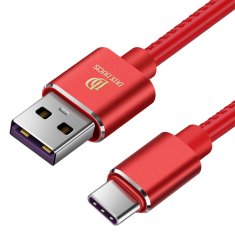 Dux Ducis PREMIUM K-MAX USB-C QC3.0 5A 1m kabel rdeče barve z usnjenim opletom