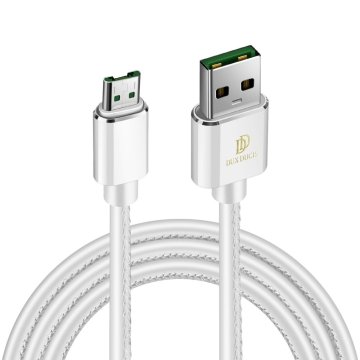 Dux Ducis PREMIUM K-MAX micro QC3.0 4A 1m kabel bele barve z usnjenim opletom