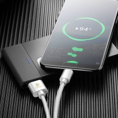 Dux Ducis PREMIUM K-MAX USB-C QC3.0 5A 1m kabel bel z usnjenim ovitkom