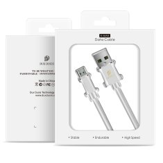Dux Ducis PREMIUM K-MAX micro QC3.0 4A 1m kabel bele barve z usnjenim opletom